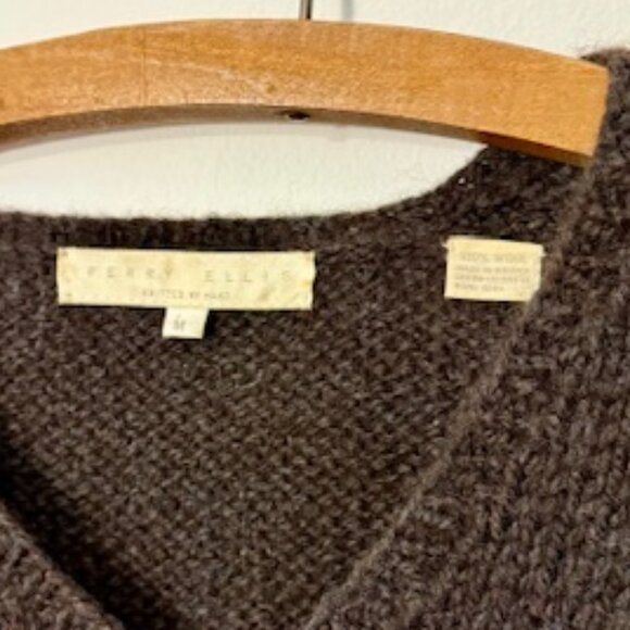 PERRY ELLIS Vintage (1980) 100% Wool Handknit Sweater - Picture 3 of 5